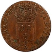 ½ Sol - Louis XV 1st portrait, France, 1719-1724 reverse image