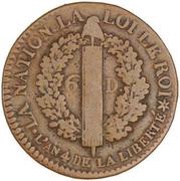 6 Deniers - Louis XVI "FRANÇAIS", France, 1792-1793 reverse image