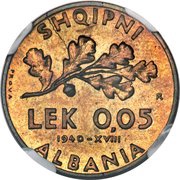 0.05 Lek - Victor Emmanuel III Prova reverse image