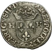 Douzain aux deux H 3ème type - Henri III obverse image