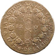 12 Deniers - Louis XVI FRANÇAIS, France, 1791-1793 reverse image