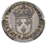 1⁄48 Ecu with short wick - Louis XIV, France, 1644 reverse image