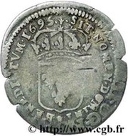 Quinzain - Louis XIV overstrike on Quinzain of Louis XIII, France, 1692-1696 reverse image
