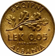 0.05 Lek - Victor Emmanuel III reverse image
