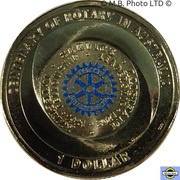 1 Dollar - Elizabeth II 6th Portrait - Centenary of Rotary, Australia, 2021 reverse image