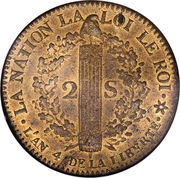 2 Sols - Louis XVI FRANÇAIS reverse image