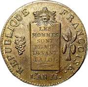 2 Sols dated version, edge BON. POUR. BORD. MARSEILLE. LYON. ROUEN. NANT.ET STRB obverse image