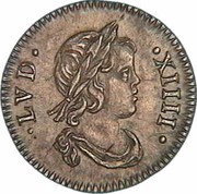 1⁄24 Ecu with draped bust - Louis XIV obverse image