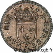 1⁄24 Ecu with draped bust - Louis XIV, France, 1644-1645 reverse image