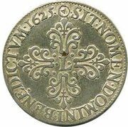 ¼ Franc, buste lauré avec fraise - Louis XIII, France, 1611-1626 reverse image