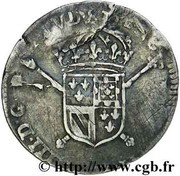 1⁄16 Ecu of Flanders with insignia - Louis XIV pointy schield, France, 1705 reverse image
