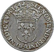 1⁄12 Écu, 1er poinçon de Warin, buste drapé - Louis XIII, France, 1641-1642 reverse image