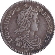 1⁄12 Ecu with long wick - Louis XIV obverse image