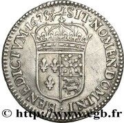 1⁄12 écu de Béarn à la mèche longue, buste hybride - Louis XIV, France, 1675-1679 reverse image