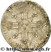 1⁄12 Ecu with 8 Ls - Louis XIV 2nd type, France, 1704-1705 reverse image