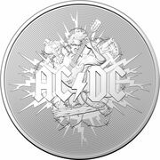 1 Dollar - Elizabeth II 6th Portrait - AC/DC - 45th Anniversary; Silver Proof, Australia, 2021 reverse image