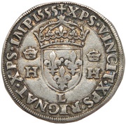 Teston à la tête couronnée 1er type - Henri II, France, 1549-1557 reverse image