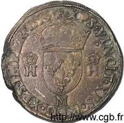 Teston - Henri II 5th type, France, 1553-1560 reverse image