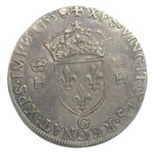Teston with bare head - Henry II Type 1, France, 1555 reverse image