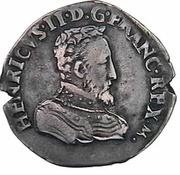 Teston with bare head - Henry II Posthumous; Lyon mint obverse image