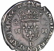 Teston with bare head - Henry II Posthumous; Lyon mint, France, 1560 reverse image