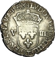 ⅛ Écu à la croix fleurdelisée, titulature du coté de l'écu - Louis XIII obverse image