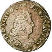 ⅛ Ecu of Flanders with insignia - Louis XIV round shield obverse image