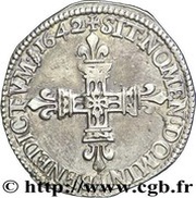 ¼ Écu - Louis XIII 1st type, France, 1621-1643 reverse image
