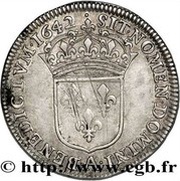 ¼ Écu - Louis XIII 1st portrait, France, 1641-1642 reverse image