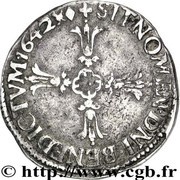 ¼ Écu - Louis XIII, France, 1642-1643 reverse image