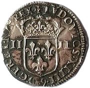 ¼ Ecu - Louis XIV Type 1, titles around the shield, legend begins on top obverse image