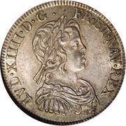 ¼ Ecu with short wick - Louis XIV obverse image