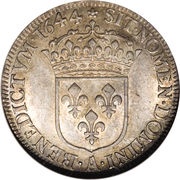 ¼ Ecu with short wick - Louis XIV, France, 1643-1651 reverse image