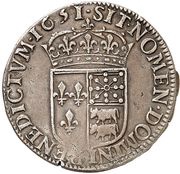 ¼ Ecu of Bearn with long wick - Louis XIV, France, 1651-1658 reverse image