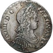 ¼ Ecu of Navarre with long wick - Louis XIV obverse image