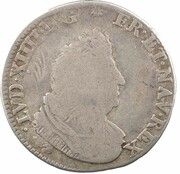 ¼ Ecu of Flanders with insignia - Louis XIV round shield obverse image