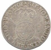 ¼ Ecu of Flanders with insignia - Louis XIV round shield, France, 1701-1703 reverse image