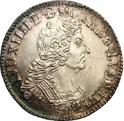 ¼ Ecu with 8 Ls - Louis XIV 2nd type obverse image