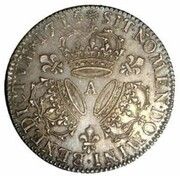 ¼ Ecu with three crowns - Louis XV, France, 1715 reverse image