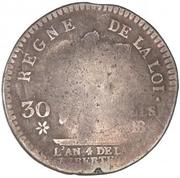 30 Sols - Louis XVI "FRANÇAIS", France, 1791-1793 reverse image
