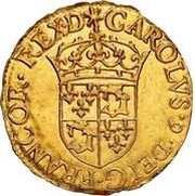 ½ Gold Ecu with sun of Dauphiné - Charles IX obverse image