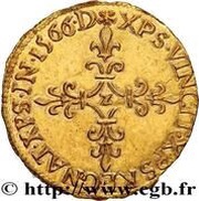 ½ Gold Ecu with sun of Dauphiné - Charles IX, France, 1566 reverse image