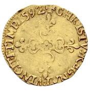 ½ Ecu with Sun - Charles X, France, 1590-1592 reverse image