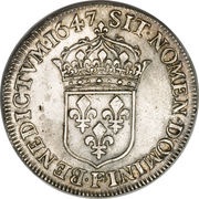 ½ Ecu with long wick - Louis XIV, France, 1646-1662 reverse image