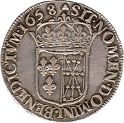 ½ Ecu of Navarre with long wick - Louis XIV, France, 1652-1662 reverse image