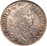 ½ Ecu with juvenile bust - Louis XIV 2nd mark obverse image