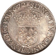 ½ Ecu with juvenile bust - Louis XIV 2nd mark, France, 1670-1673 reverse image