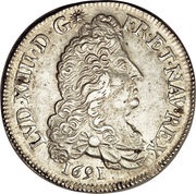 ½ Ecu with 8 Ls - Louis XIV 1st type obverse image