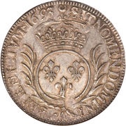 ½ Ecu with palm branches - Louis XIV, France, 1693-1702 reverse image