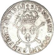 ½ Ecu with insignia - Louis XIV, France, 1701-1703 reverse image